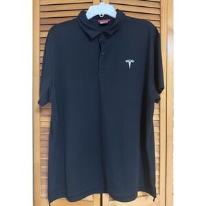 Tesla Motors Polo Shirt Men's X-Large Black Short Sleeve Logo Classic